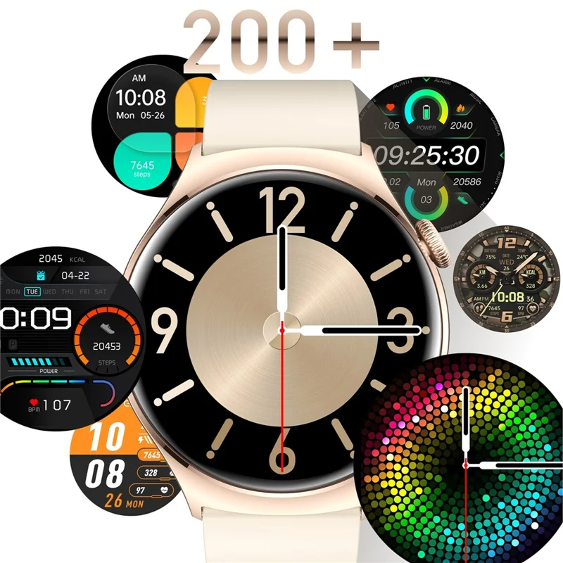 QX10 1.43" AMOLED Display Bluetooth-compatible Calling Health Monitoring Smart Watch - Beige / Gold
