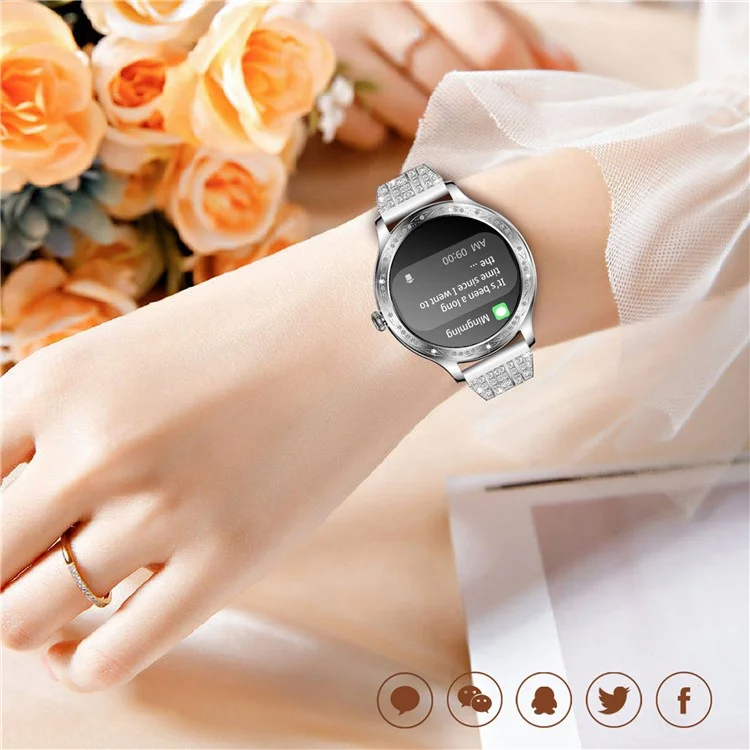 AK60 Cinturino in acciaio + Cinturino in silicone Orologio intelligente da donna Monitoraggio della salute Chiamate Bluetooth Braccialetto intelligente - Oro 