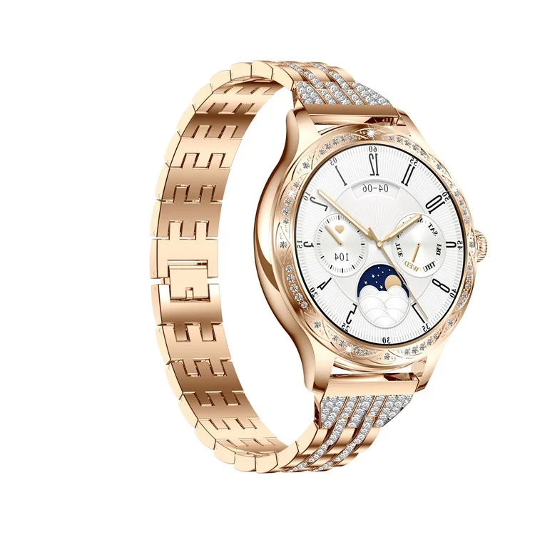 AK60 Cinturino in acciaio + Cinturino in silicone Orologio intelligente da donna Monitoraggio della salute Chiamate Bluetooth Braccialetto intelligente - Oro 