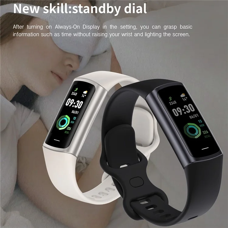 C68 1.1" Smart Bracelet Slim Fitness Watch with Heart Rate Health Monitoring - Starlight