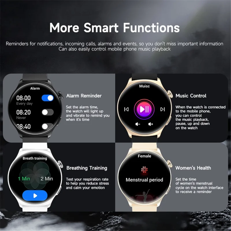 MX16 1.43-inch Round Screen Bluetooth-compatible Calling Health Monitor Smart Watch - Pink