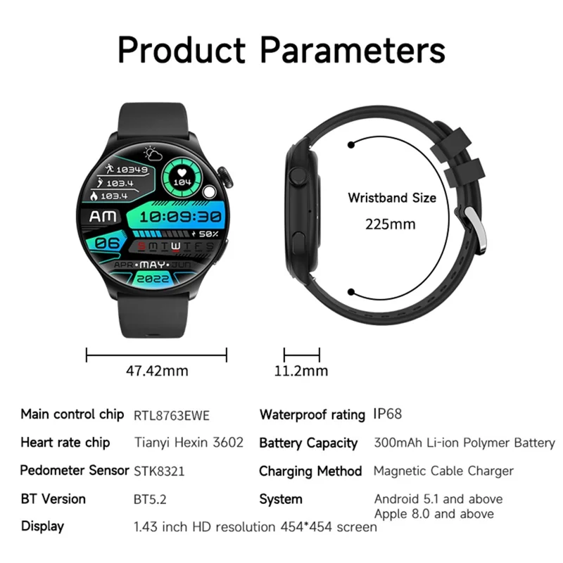 MX16 1.43-inch Round Screen Bluetooth-compatible Calling Health Monitor Smart Watch - Pink