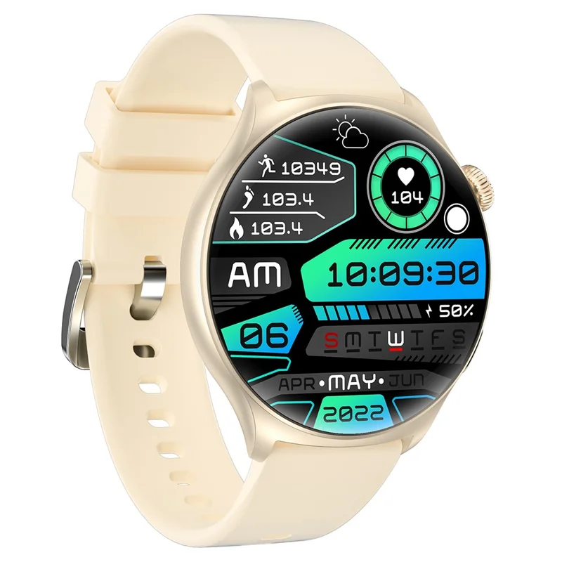 MX16 1.43-inch Round Screen Bluetooth-compatible Calling Health Monitor Smart Watch - Gold