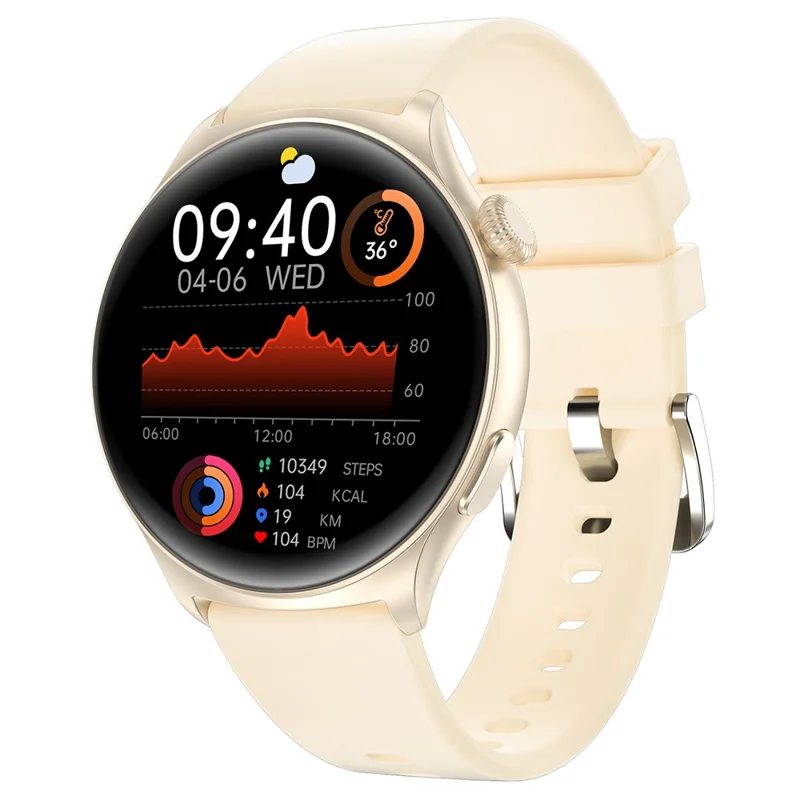 MX16 1.43-inch Round Screen Bluetooth-compatible Calling Health Monitor Smart Watch - Gold