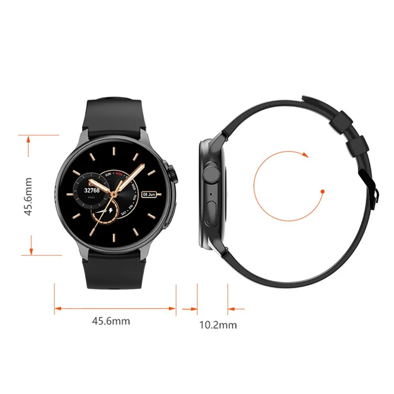 S58 AMOLED Round Screen Bluetooth-compatible Call Smart Watch Heart Rate Monitor Fitness Tracker - Silver