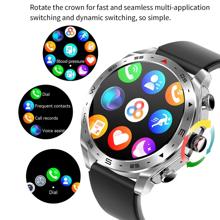 T95 Schermo IPS da 12 Pollice da 2 in 1 Smart Watch Waterproof Bluetooth Call TWS Earfone - Nero