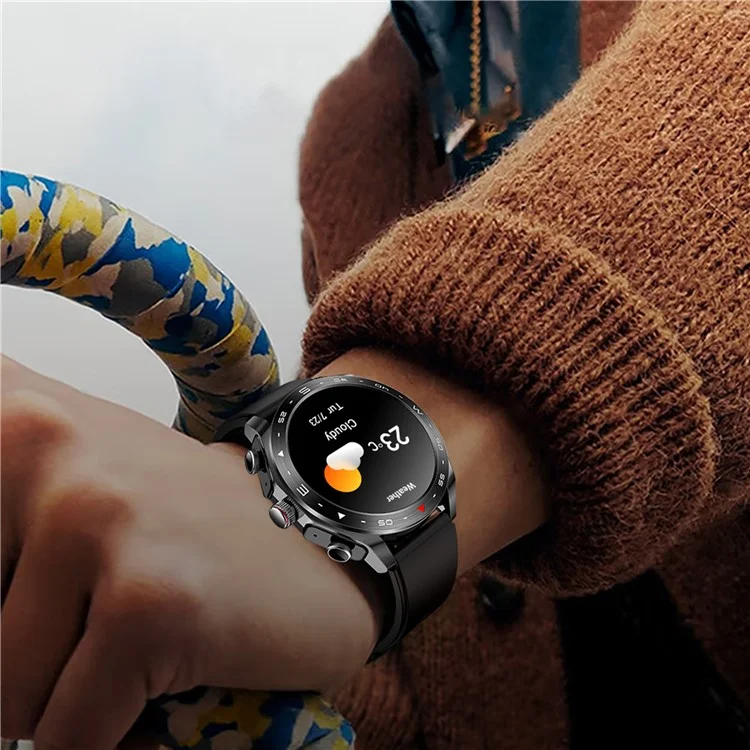 T95 Schermo IPS da 12 Pollice da 2 in 1 Smart Watch Waterproof Bluetooth Call TWS Earfone - Nero