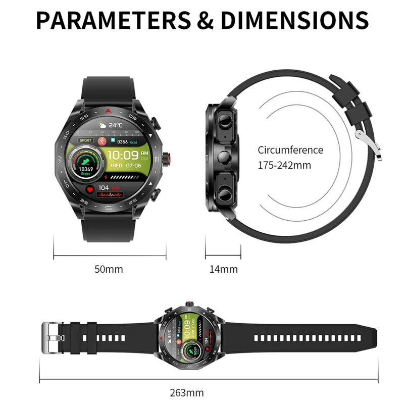 T95 2-in-1 1.52-inch IPS Screen Smart Watch Waterproof Bluetooth-compatible Call TWS Earphones - Silver