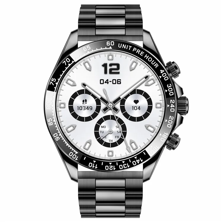 AK63 Montre Connectée Bluetooth Écran AMOLED avec Bracelet en Acier - Noir