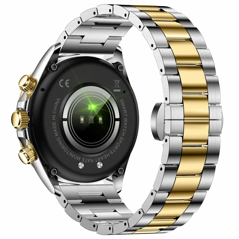 AK63 Bluetooth-compatible Call AMOLED Screen Smart Watch Bracelet with Steel Strap - Gold+Silver