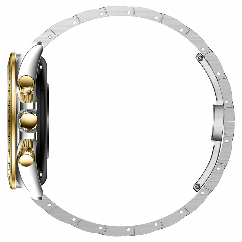 AK63 Bluetooth-compatible Call AMOLED Screen Smart Watch Bracelet with Steel Strap - Gold+Silver