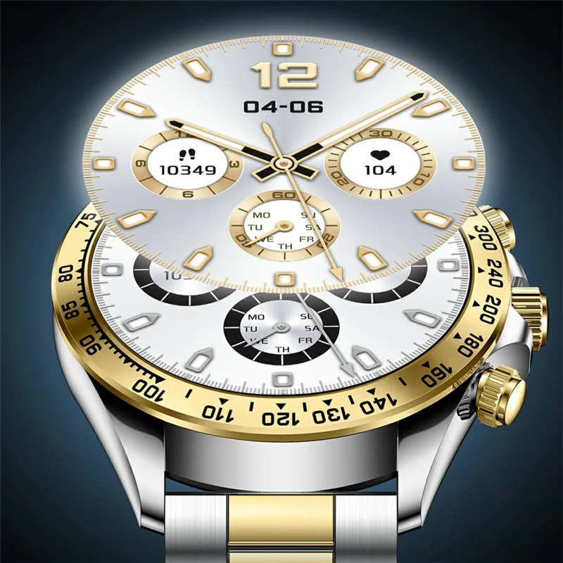 AK63 Bluetooth-compatible Call AMOLED Screen Smart Watch Bracelet with Steel Strap - Gold+Silver