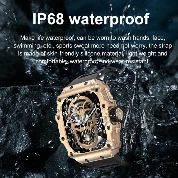 AK65 Smartwatch de 1,95 polegadas para homens, com monitoramento de saúde do sono, chamada Bluetooth, relógio esportivo - Armação preta + Pulseira laranja
