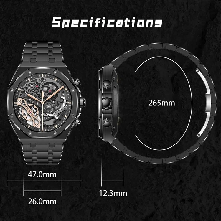 AK68 Steel Strap Smart Watch 1.43-inch AMOLED Screen Health Monitoring Bluetooth-compatible Calling Sports Watch - Blue