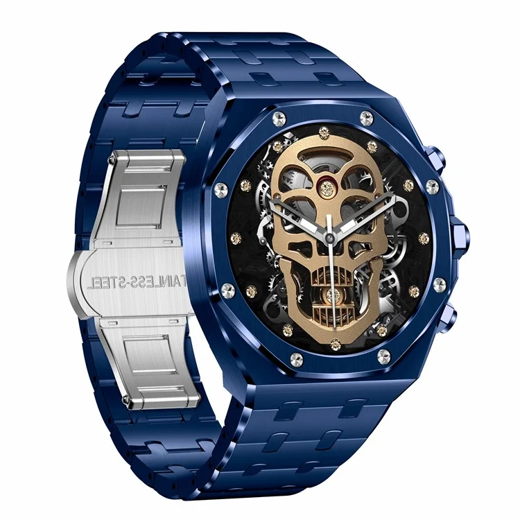 AK68 Steel Strap Smart Watch 1.43-inch AMOLED Screen Health Monitoring Bluetooth-compatible Calling Sports Watch - Blue