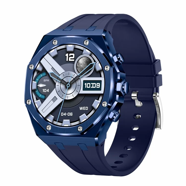 AK68 Silicone Strap 1.43-inch AMOLED Screen Smart Watch Bluetooth-compatible Call Health Monitoring Sports Watch - Blue