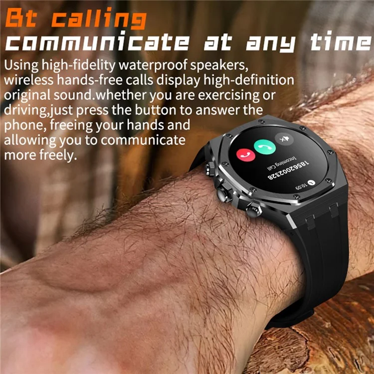 AK68 Silicone Strap 1.43-inch AMOLED Screen Smart Watch Bluetooth-compatible Call Health Monitoring Sports Watch - Blue