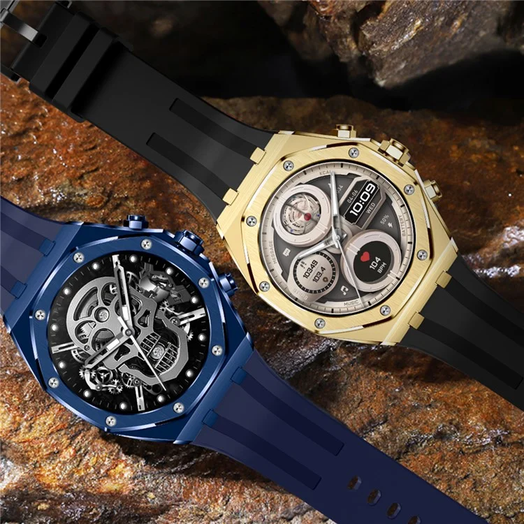 AK68 Silicone Strap 1.43-inch AMOLED Screen Smart Watch Bluetooth-compatible Call Health Monitoring Sports Watch - Blue