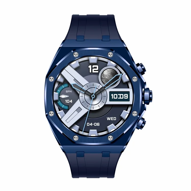 AK68 Silicone Strap 1.43-inch AMOLED Screen Smart Watch Bluetooth-compatible Call Health Monitoring Sports Watch - Blue