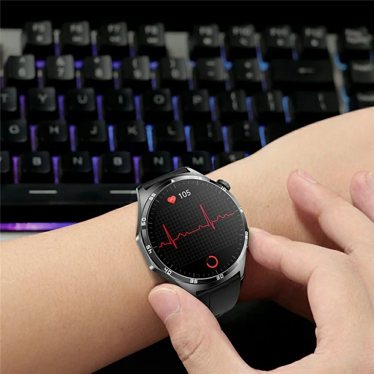MT300 AMOLED-Bildschirm-Sportarmbanduhr mit Bluetooth-Anruf, EKG, Blutzuckermessung und Gesundheitsüberwachung - Schwarz