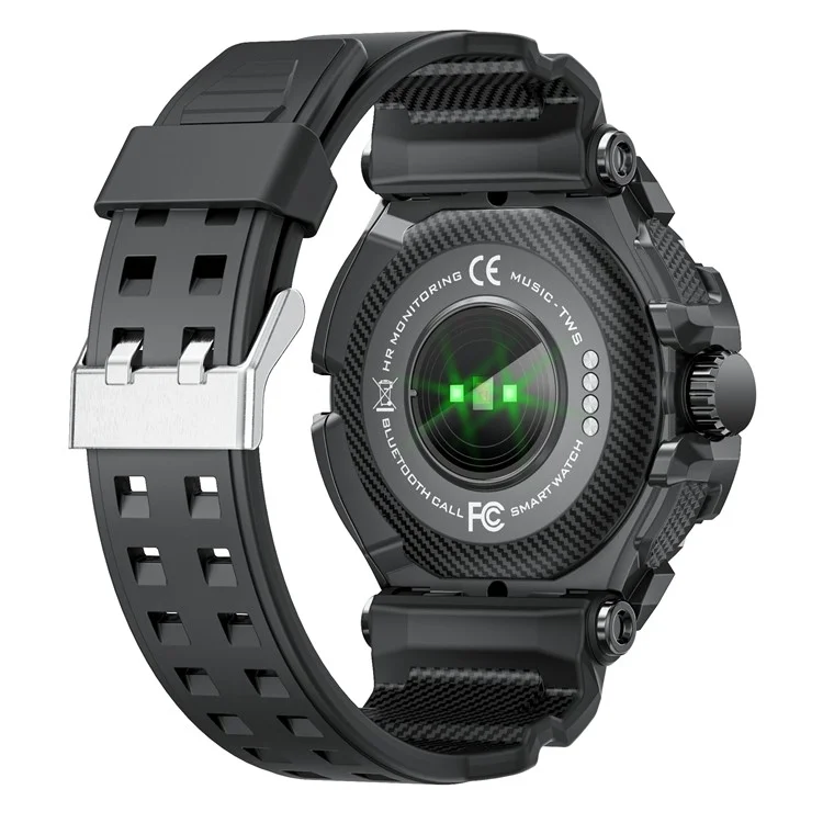 GT100pro 2-en-1 Montre connectée de surveillance de la santé à écran de 1,46 pouce avec écouteurs Bluetooth TWS - Noir