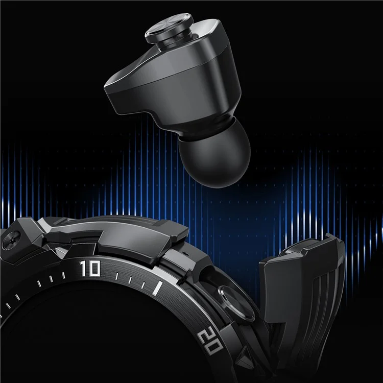 GT100pro 2-en-1 Montre connectée de surveillance de la santé à écran de 1,46 pouce avec écouteurs Bluetooth TWS - Noir