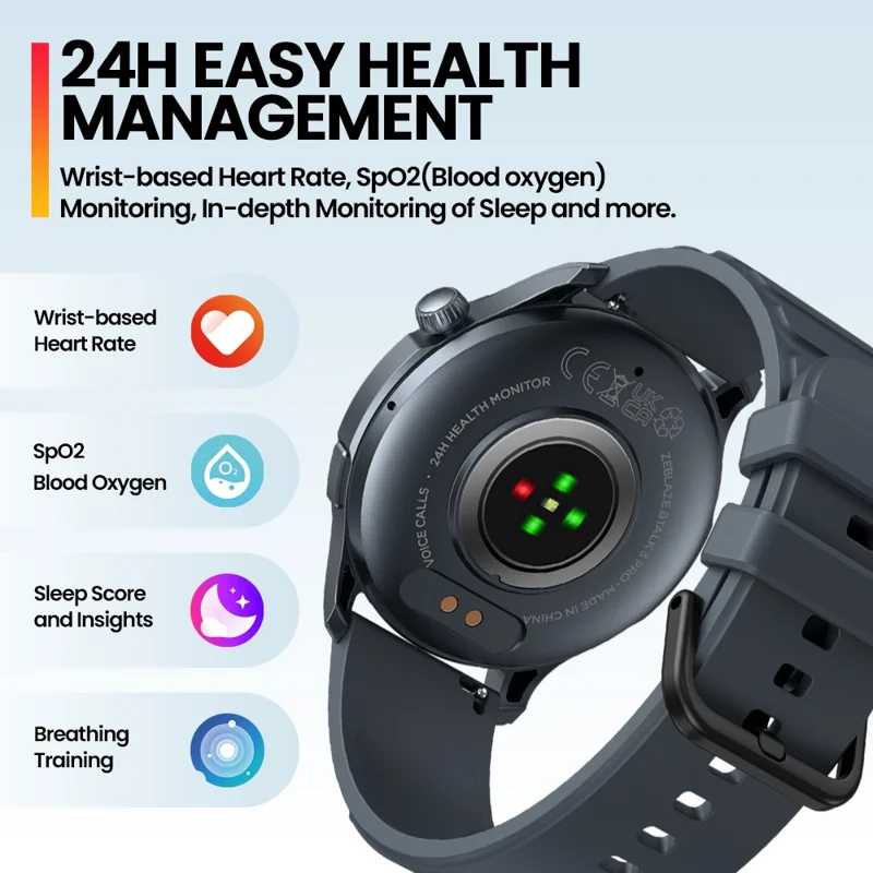 ZEBLAZE Btalk 3 Pro 1.43-inch AMOLED Smart Watch Health Monitoring Bluetooth Call Sports Watch - Grey