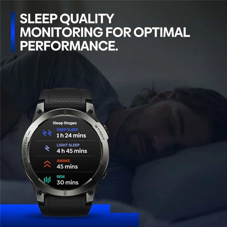 Zeblaze Stratos 3 Pro 1,43-дюймовый Bluetooth Call Monitor Monitor GPS Sports Smart Watch - Черный