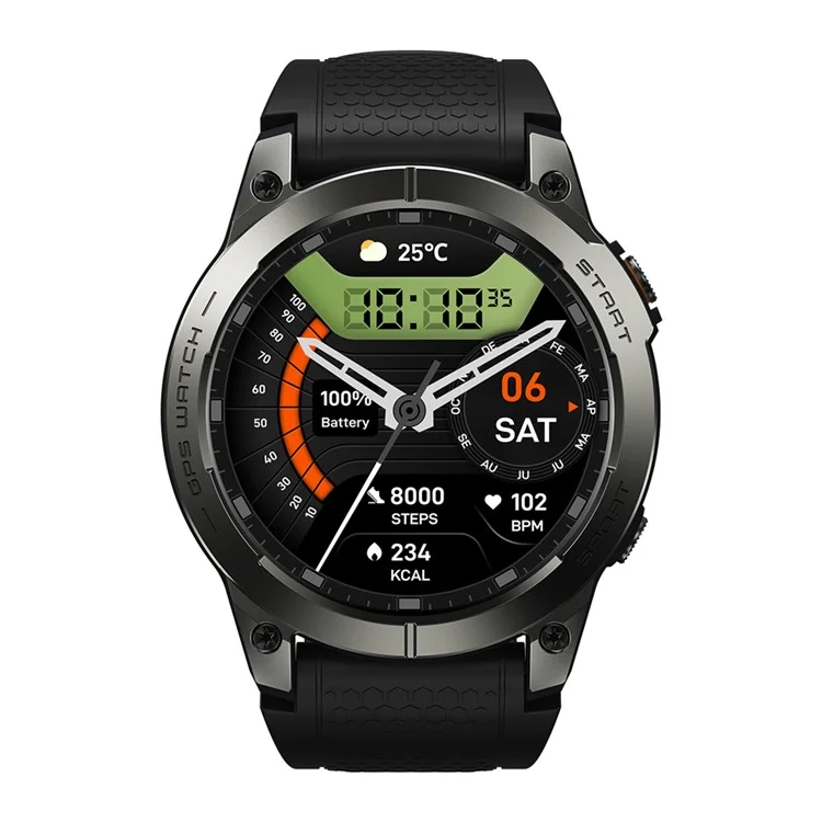 ZEBLAZE Stratos 3 Pro 1.43-inch Bluetooth Call Health Monitor GPS Sports Smart Watch - Black