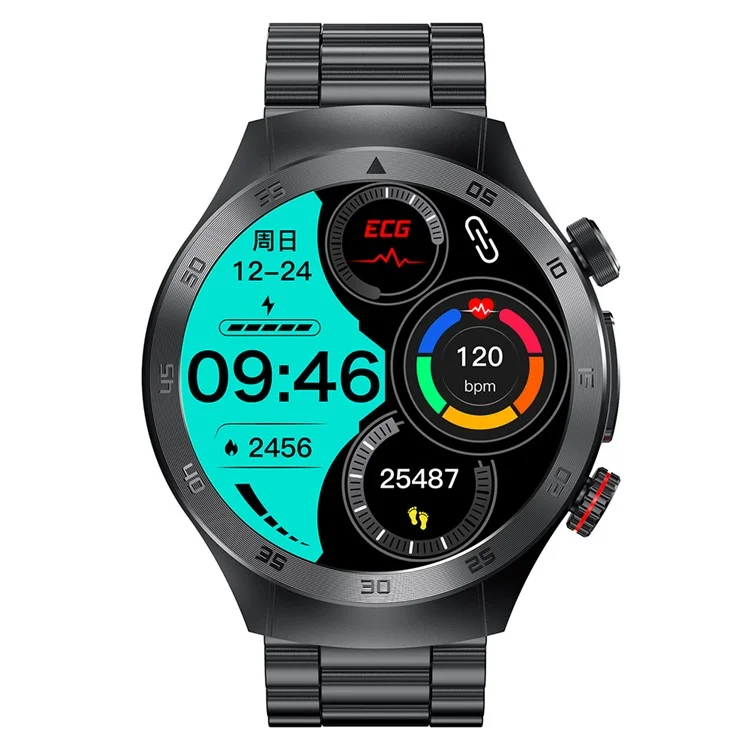 Montre connectée E800 1,43'' AMOLED avec bracelet en acier IP68 Étanche Montre de sport