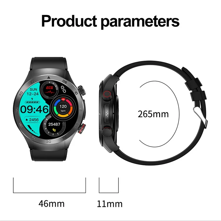 Montre connectée E800 1,43'' AMOLED avec bracelet en acier IP68 Étanche Montre de sport