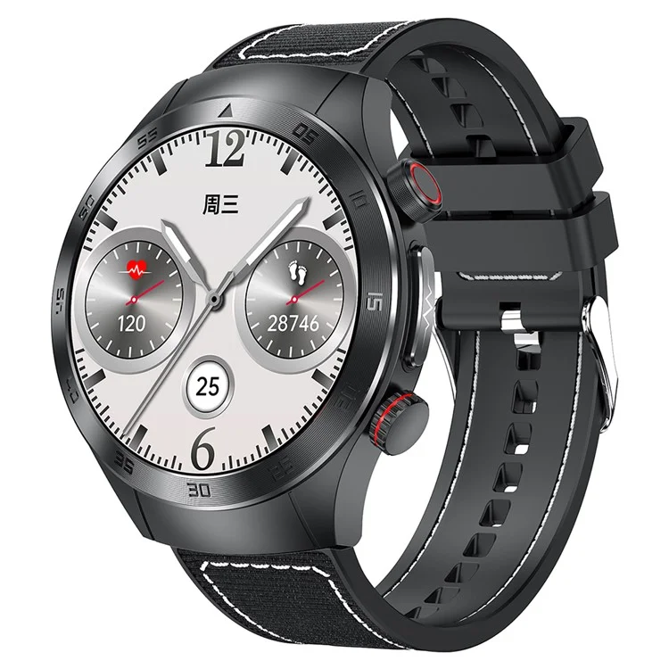 E800 SOS Call D'appel Watch IP68 Bracelet Intelligent de la Santé ECG Imperméable (sangle en Nylon) - Noir