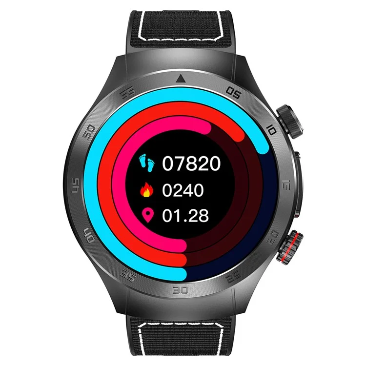 E800 SOS Call D'appel Watch IP68 Bracelet Intelligent de la Santé ECG Imperméable (sangle en Nylon) - Noir