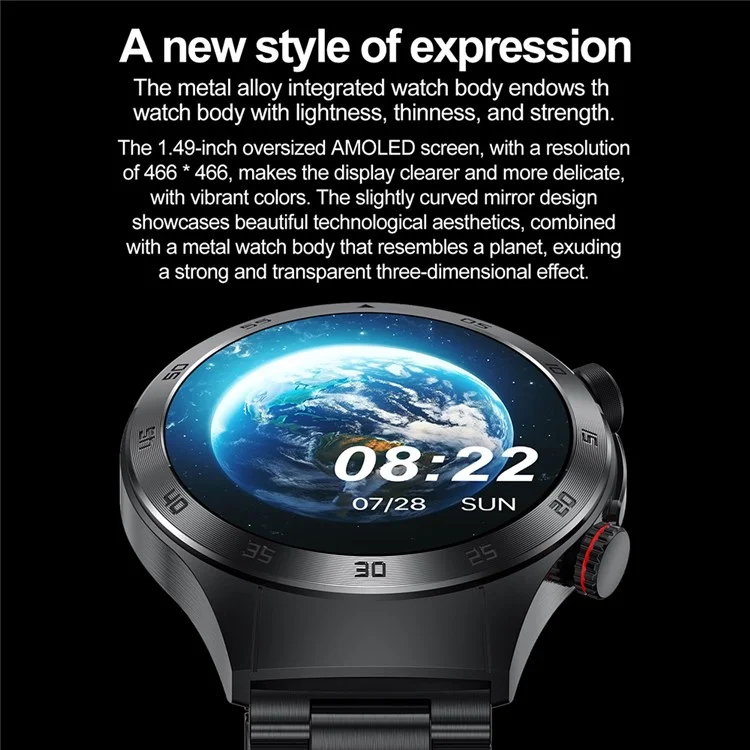 E800 SOS Call D'appel Watch IP68 Bracelet Intelligent de la Santé ECG Imperméable (sangle en Nylon) - Noir