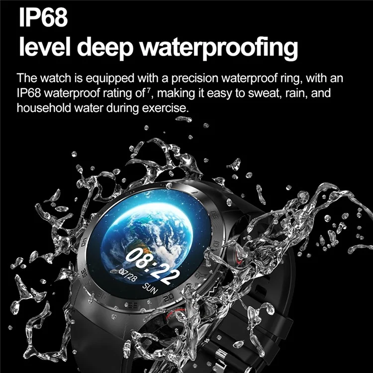 E800 SOS Call D'appel Watch IP68 Bracelet Intelligent de la Santé ECG Imperméable (sangle en Nylon) - Noir