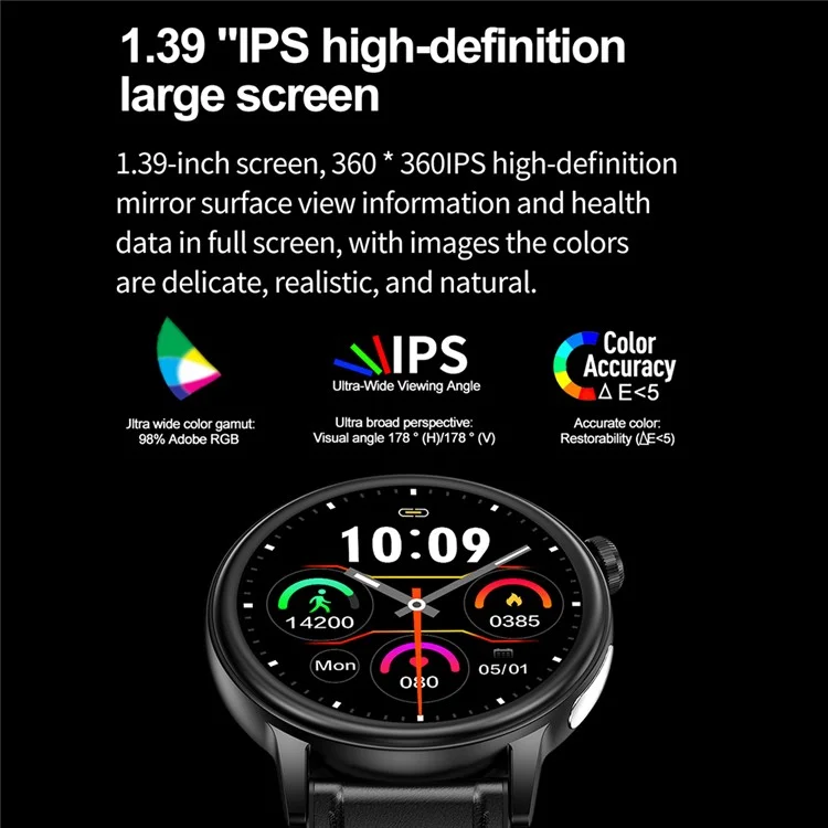 ET470 1.39’’ AMOLED Waterproof Smart Watch with Blood Oxygen / Sleep / Heart Rate Monitor - Blue
