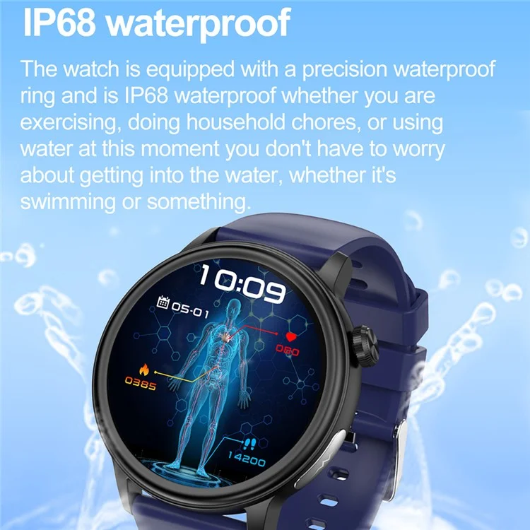 ET470 1.39’’ AMOLED Waterproof Smart Watch with Blood Oxygen / Sleep / Heart Rate Monitor - Blue