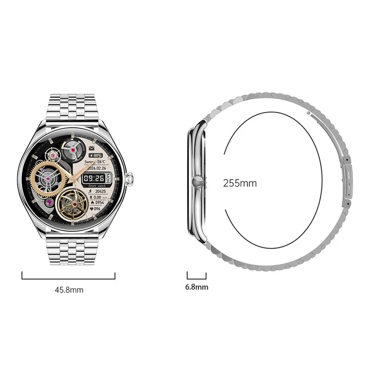MT55 1,43-Zoll AMOLED-Bildschirm Herzfrequenz-Überwachung Sporttracker Smartwatch, Silikonarmband - Schwarz
