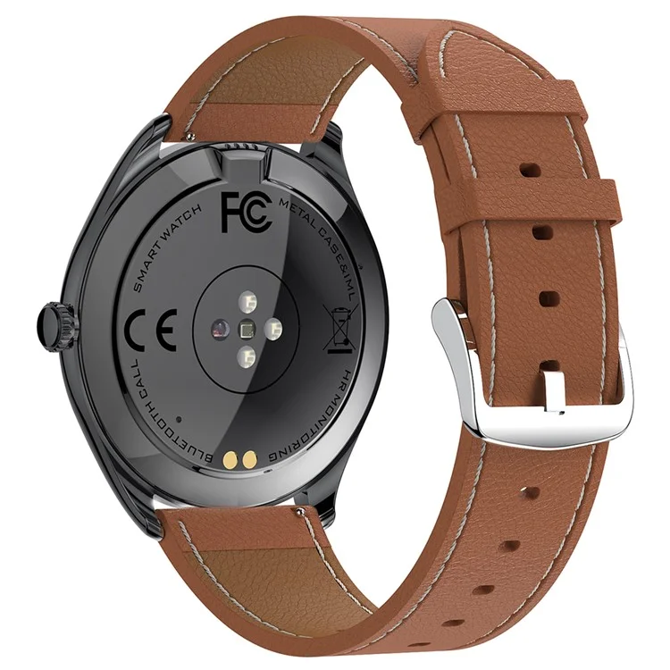 MT55 1,43-Zoll AMOLED-Bildschirm Herzfrequenz-Schlafmonitor Fitness-Tracker Smartwatch, Lederarmband - Schwarz