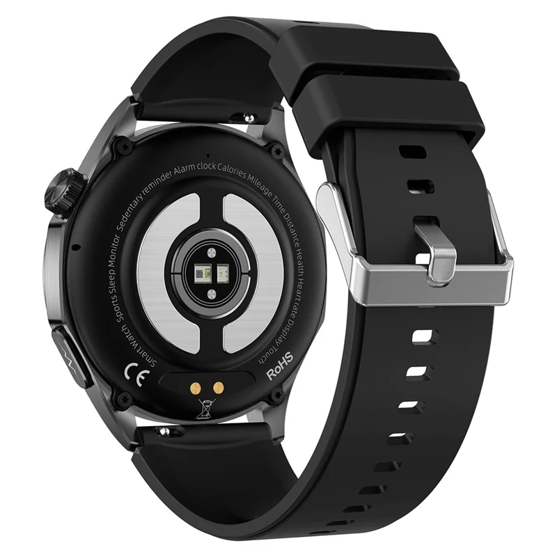 Relógio inteligente ET485 com tela AMOLED de 1,43 polegadas, Bluetooth, monitoramento de saúde ECG, pulseira de silicone - Preto