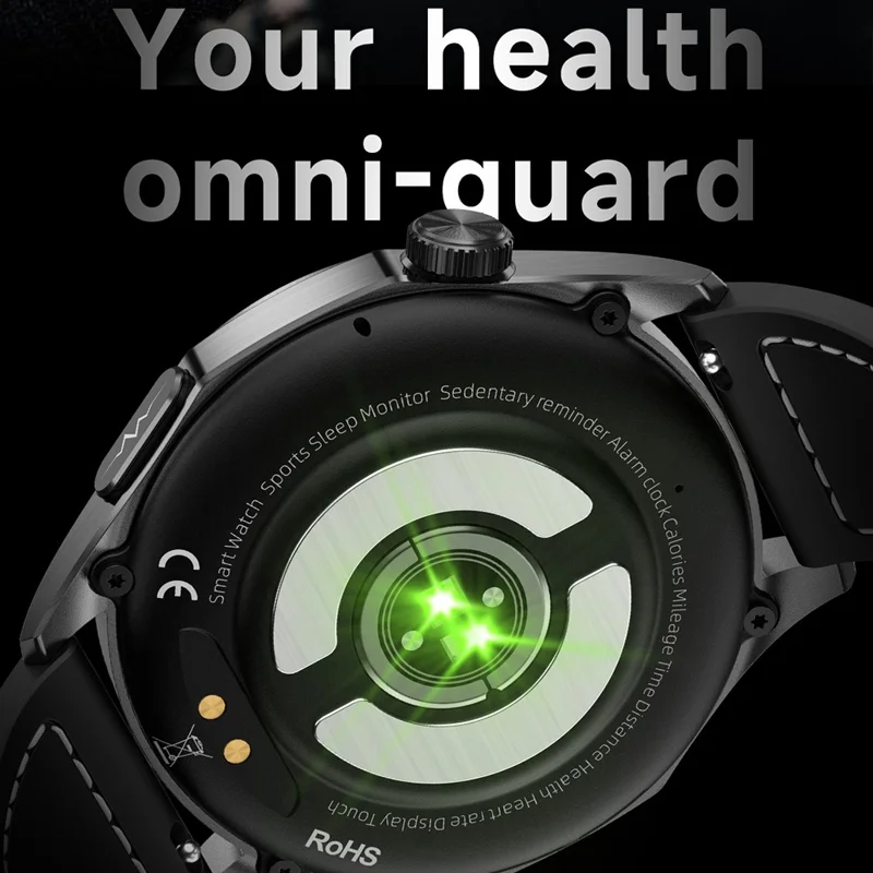 Relógio inteligente ET485 com tela AMOLED de 1,43 polegadas, Bluetooth, monitoramento de saúde ECG, pulseira de silicone - Preto