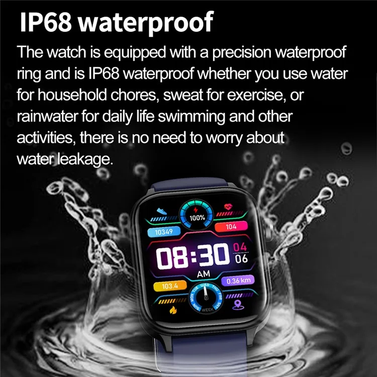 ET570 Smart Watch with Bluetooth-compatible Call, ECG, Body Temperature, Heart Rate, Blood Pressure, Multi-Sport Modes - Leather Strap - Black