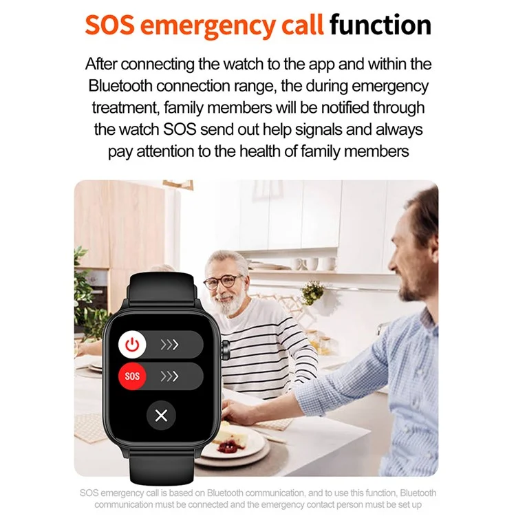 ET570 Smart Watch with Bluetooth-compatible Call, ECG, Body Temperature, Heart Rate, Blood Pressure, Multi-Sport Modes - Leather Strap - Black