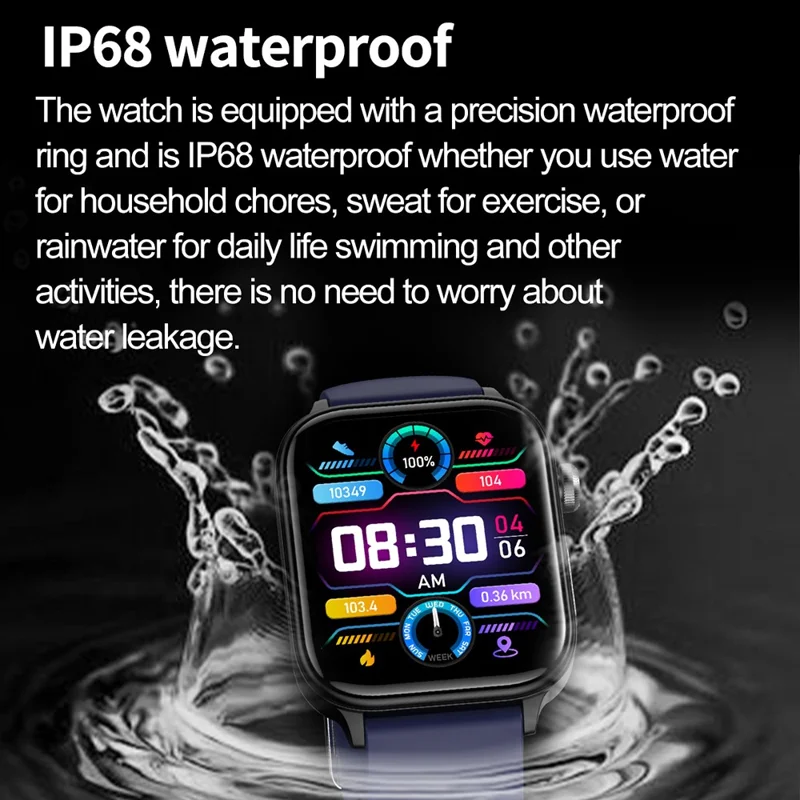 ET570 Smart Watch with Bluetooth-compatible Call, ECG, Body Temperature, Heart Rate, Blood Pressure, Multi-Sport Modes - Leather Strap - Brown