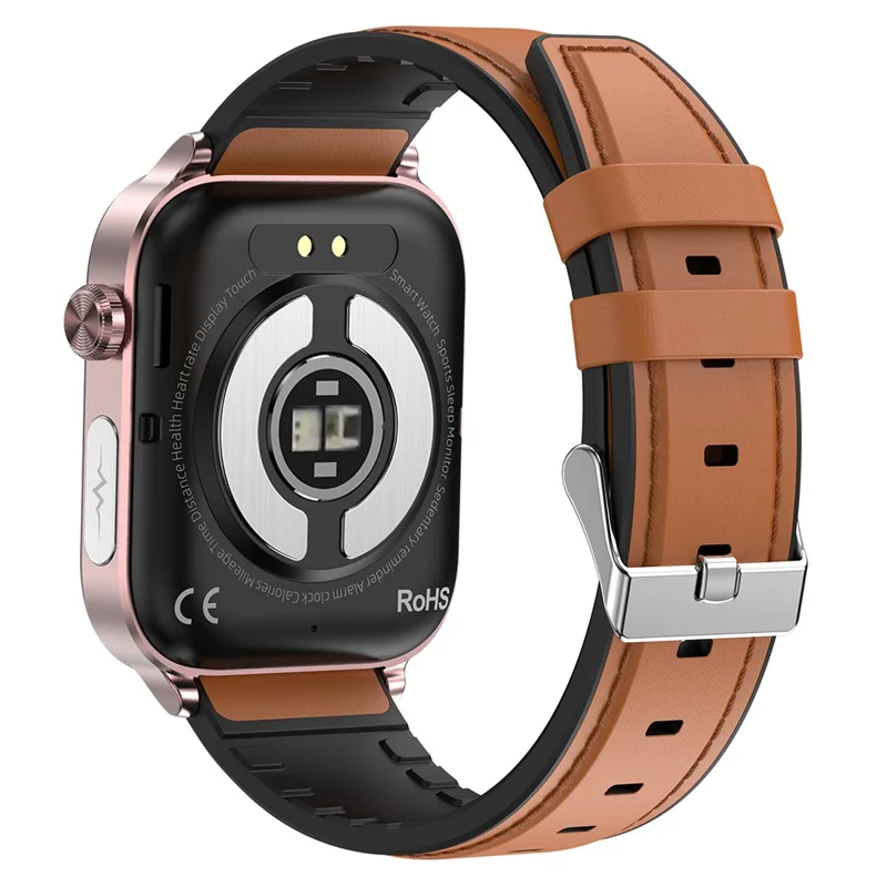 ET570 Smart Watch with Bluetooth-compatible Call, ECG, Body Temperature, Heart Rate, Blood Pressure, Multi-Sport Modes - Leather Strap - Brown