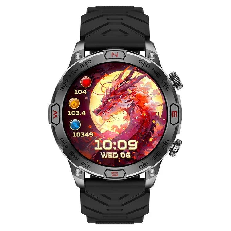 KC86 Men's Smart Watch 1ATM Waterproof Bracelet with Altitude Barometric Pressure Measurement - Black