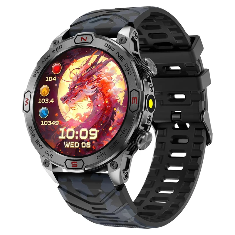 KC86 Men's Smart Watch 1ATM Waterproof Bracelet with Altitude Barometric Pressure Measurement - Black+Blue