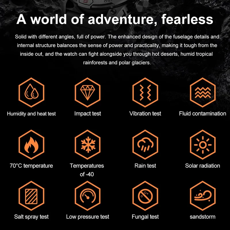 KC86 Men's Smart Watch 1ATM Waterproof Bracelet with Altitude Barometric Pressure Measurement - Black+Blue