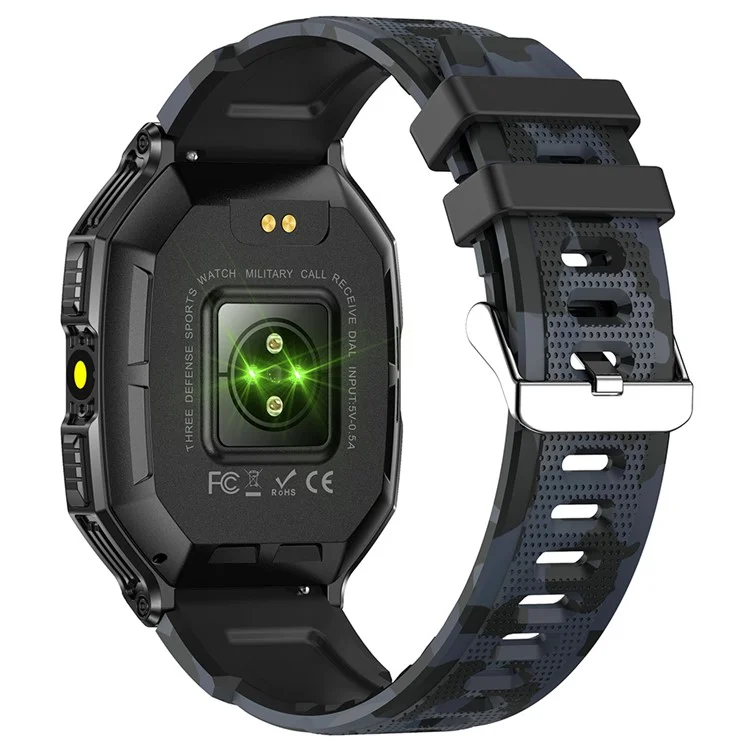 KR82 Waterproof Men's Wrist Bracelet Flashlight 2.1-Inch Screen Smart Watch for Outdoors - Black+Blue