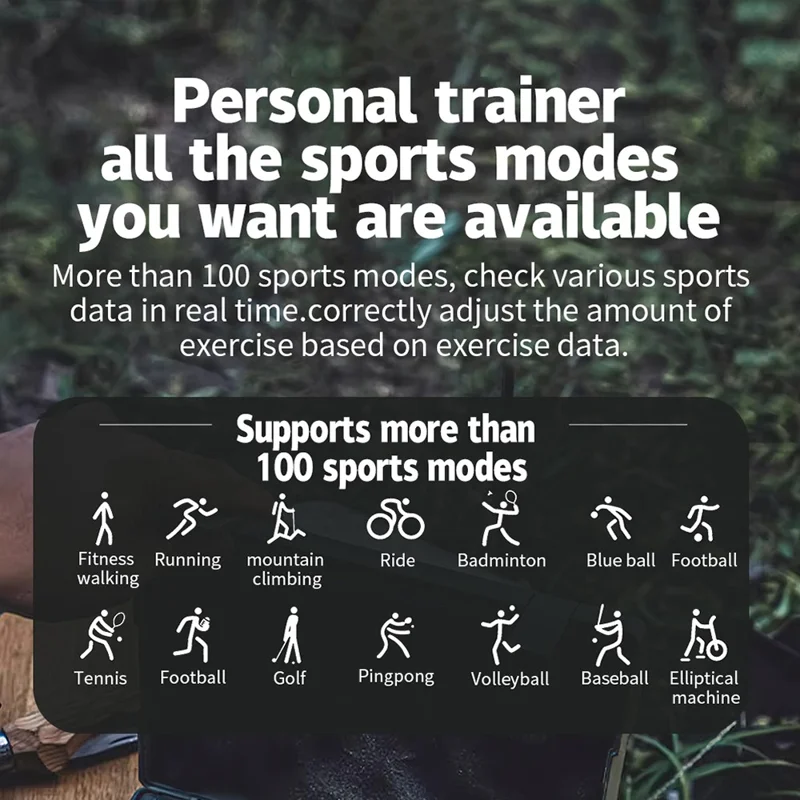 KR82 vattentät herrarmband med ficklampa 2,1 tum skärm smartklocka för utomhusbruk - Svart